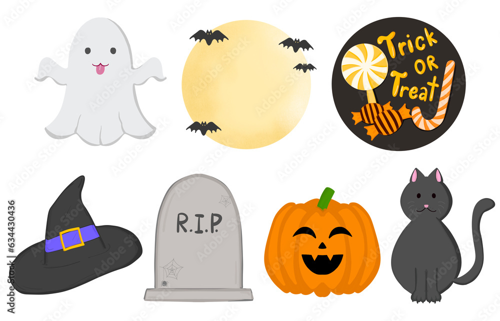 Isolated set of Halloween icon and elements illustration 