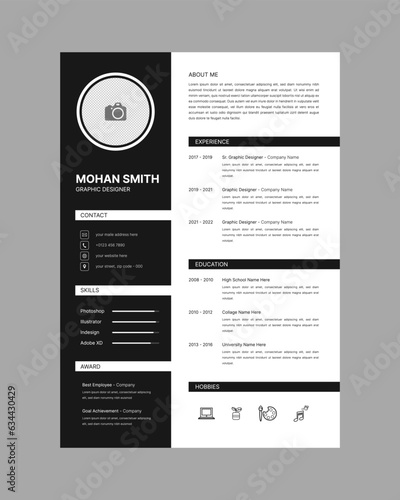 Professional CV resume template design vector minimalist