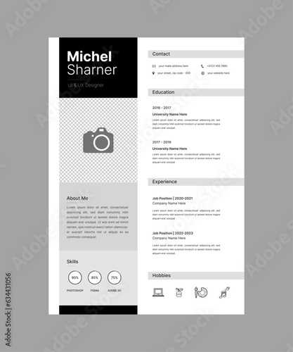 Professional CV resume template design vector minimalist