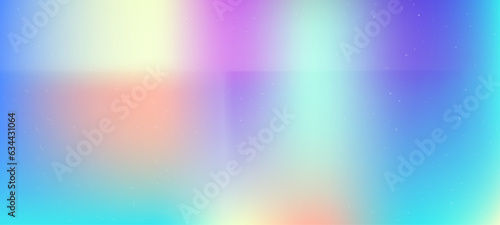 Aura background with folded paper effect. Noisy overlay texture with dots and scratches. Trendy vibrant vector background. Holographic rainbow colors. Contemporary retro 