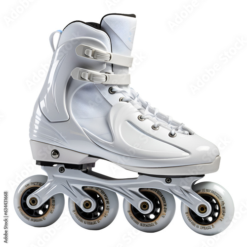 white roller skate woman shoe object on isolated transparent background
