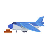Industrial cargo airplane for delivery vector illustration. Vehicle for shipping goods, oil import on white background. Delivery service freight concept