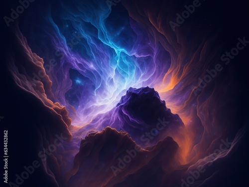 Abstract background that mimics the texture of a nebula in space. AI genareted photo