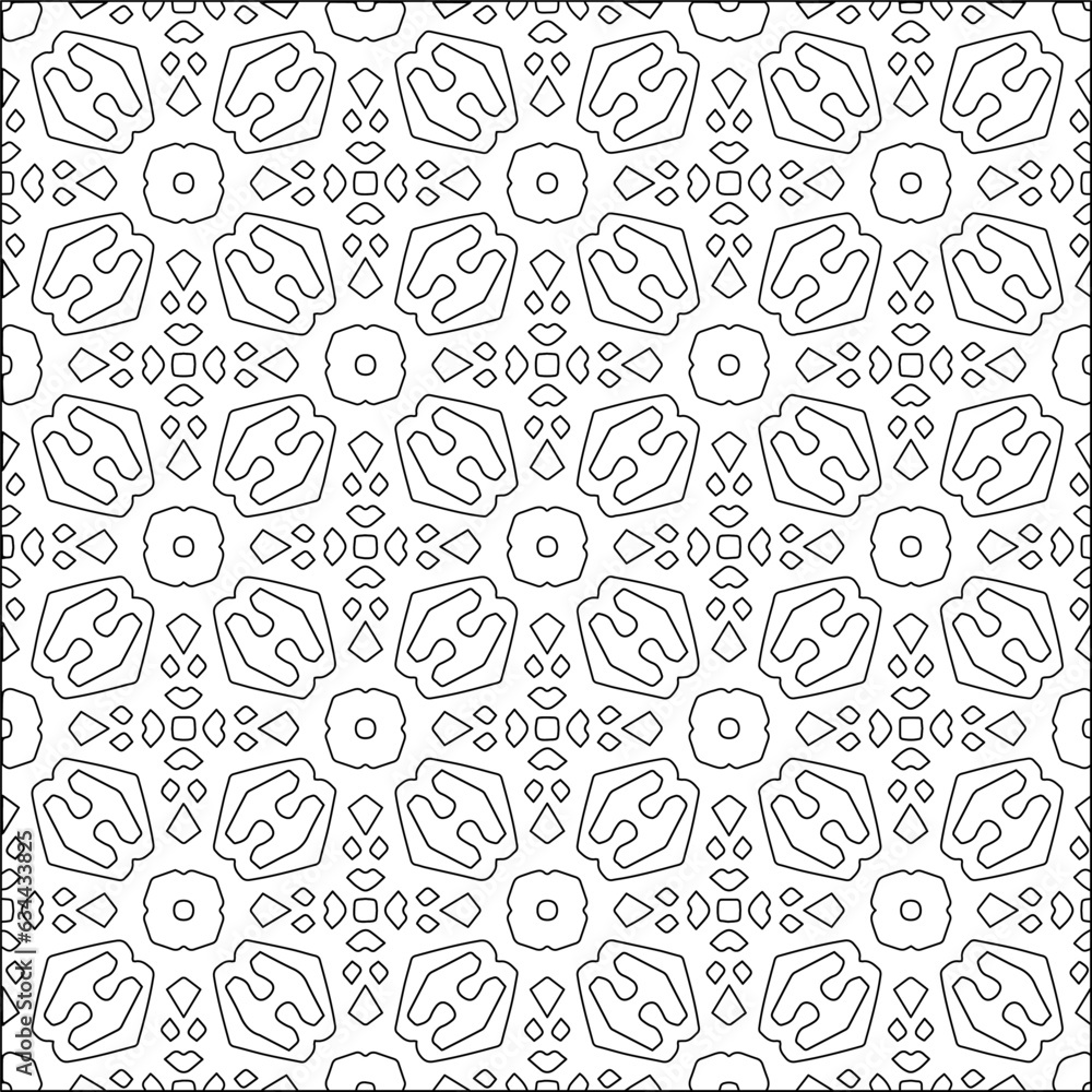 Abstract background with figures from lines. black and white pattern for web page, textures, card, poster, fabric, textile. Monochrome graphic repeating design. Abstract background with figures from lines. black and white pattern for web page, textures, card, poster, fabric, textile. Monochrome graphic repeating design.