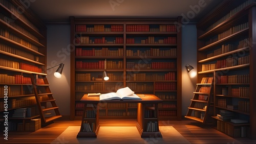 library interior bookshelf background use it as image, poster and banner design