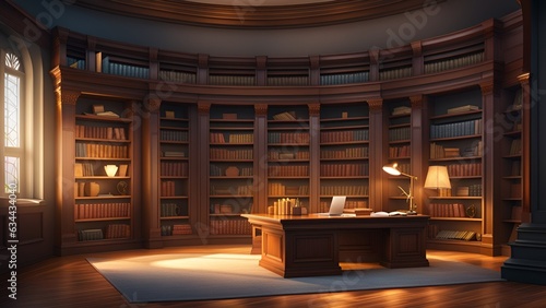 library interior bookshelf background use it as image  poster and banner design