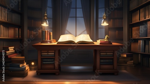 library interior bookshelf background use it as image, poster and banner design