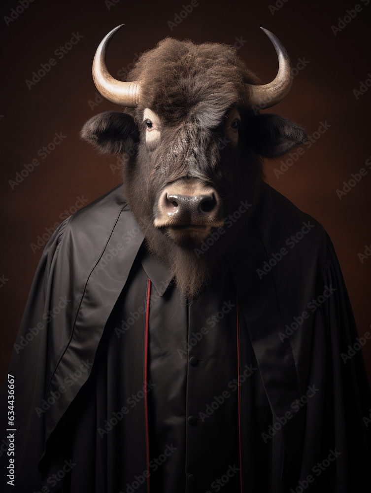 An Anthropomorphic Bison Dressed Up as a Priest An Anthropomorphic Bison Dressed Up as a Priest