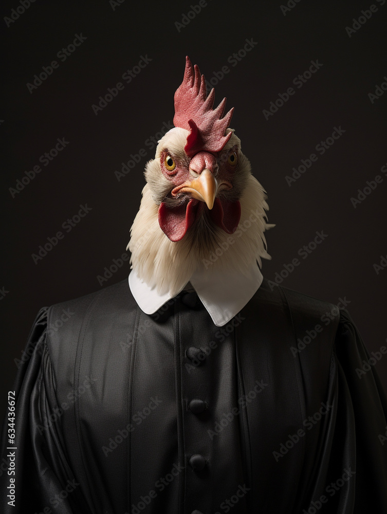 An Anthropomorphic Chicken Dressed Up as a Priest