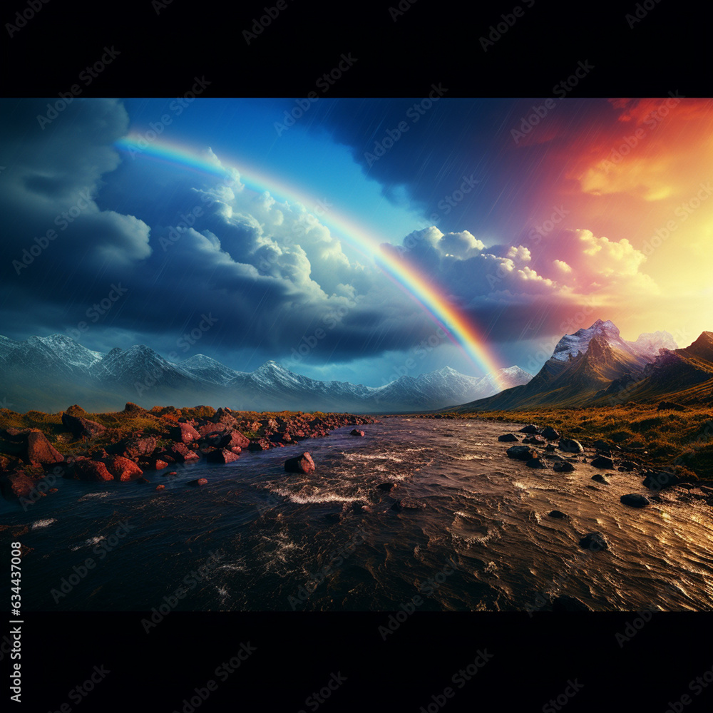 Colors of Hope: Vibrant Rainbow in the Midnight Sky. AI Generative, Midjourney.