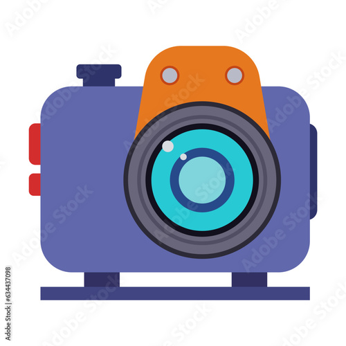 Underwater photography camera. Scuba diving equipment vector illustration. Gear for diving isolated on white background. Sports concept