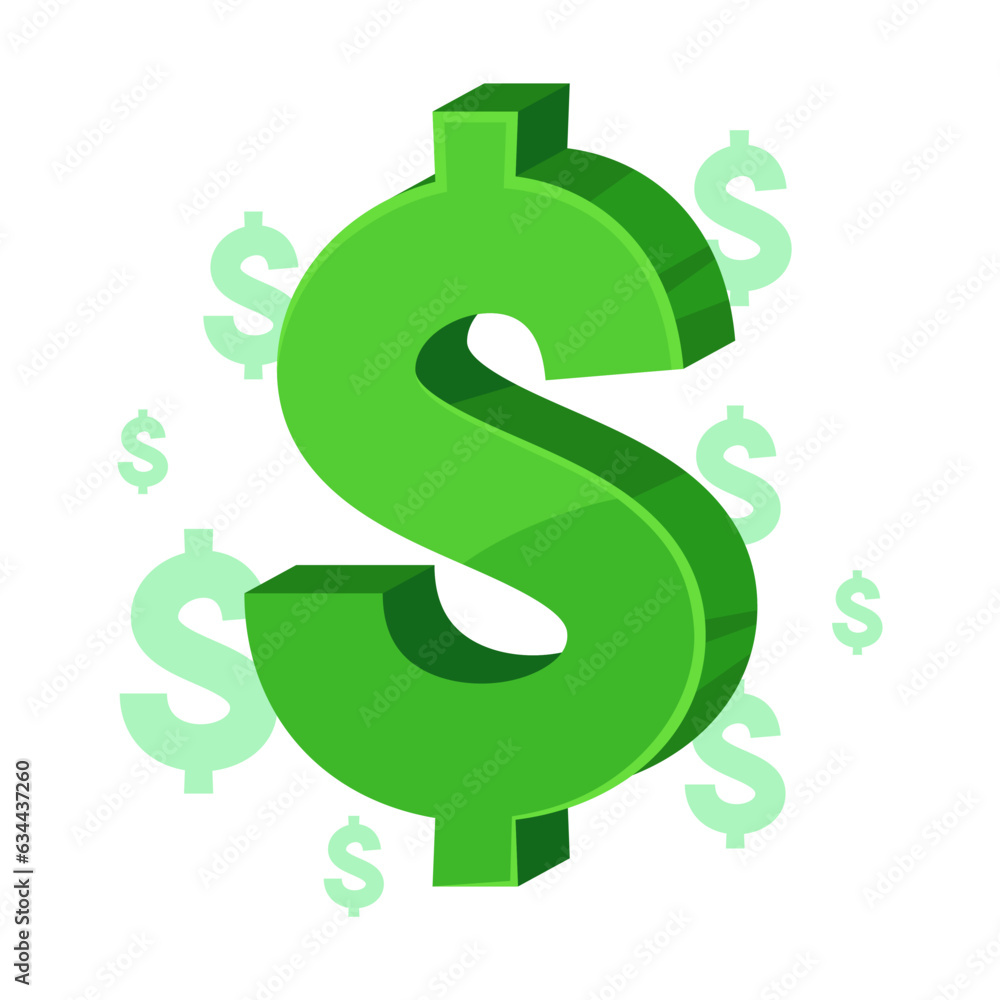 Dollar sign symbol on slot machine vector illustration. Cartoon doodle of item for gambling and sports games with money isolated on white background. Entertainment concept Dollar sign symbol on slot machine vector illustration. Cartoon doodle of item for gambling and sports games with money isolated on white background. Entertainment concept