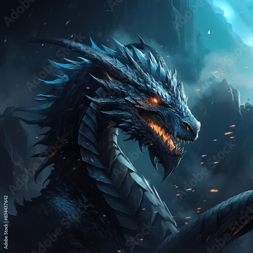 Shadow Dragon digital painting for posters and graphic uses.