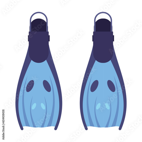 Scuba diver fins vector illustration. Gear for diving isolated on white background. Sports concept