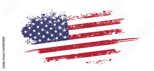 United states flag with brush trace and grunge effect, american flag