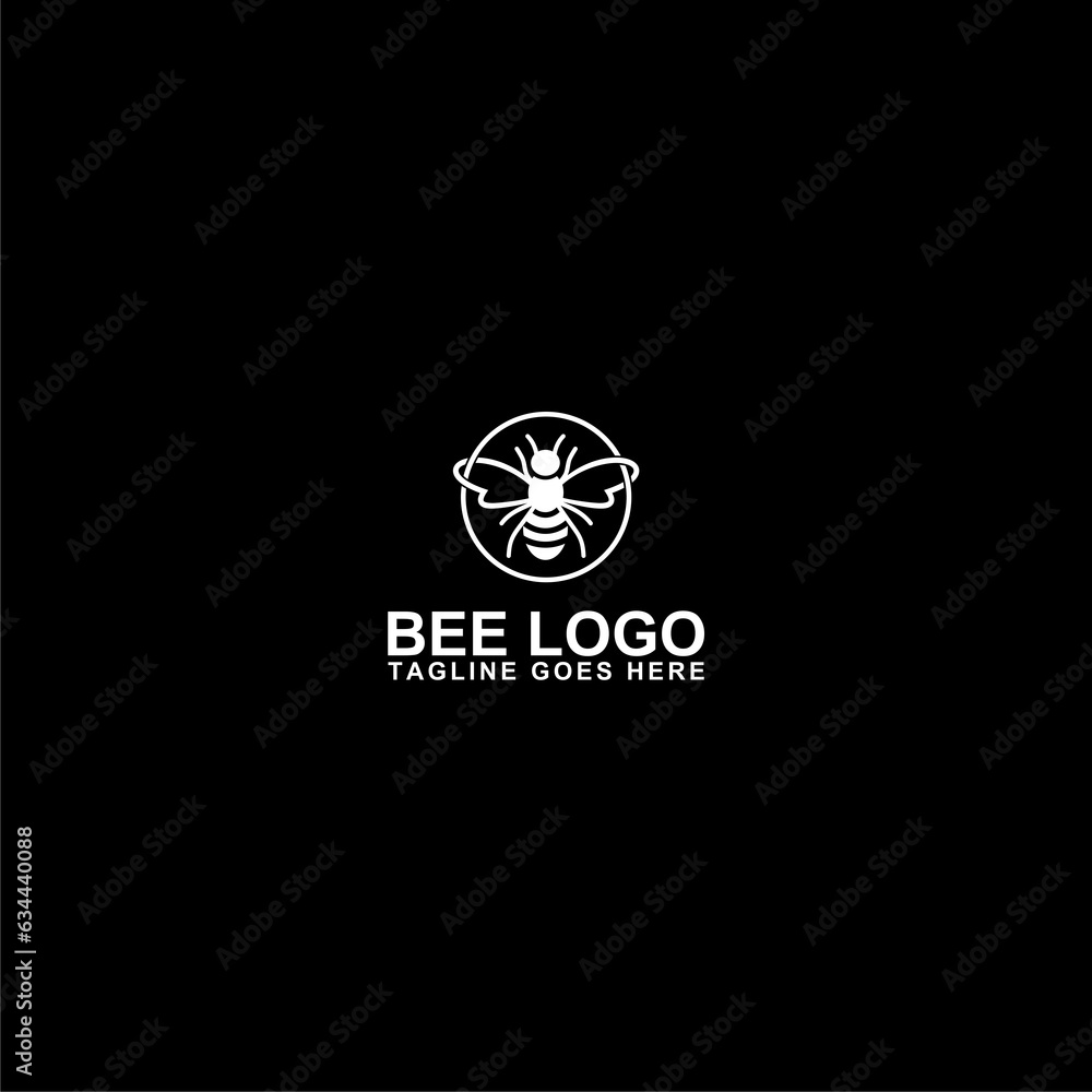  Bee logo template icon isolated on dark background