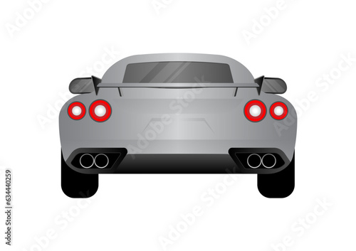 Racing Car or Sports Car or Super Car Back View. Vector Illustration.