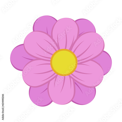 Autumn pink flower flat vector illustration. Drawing of floral autumnal element. Autumn or fall, decoration concept