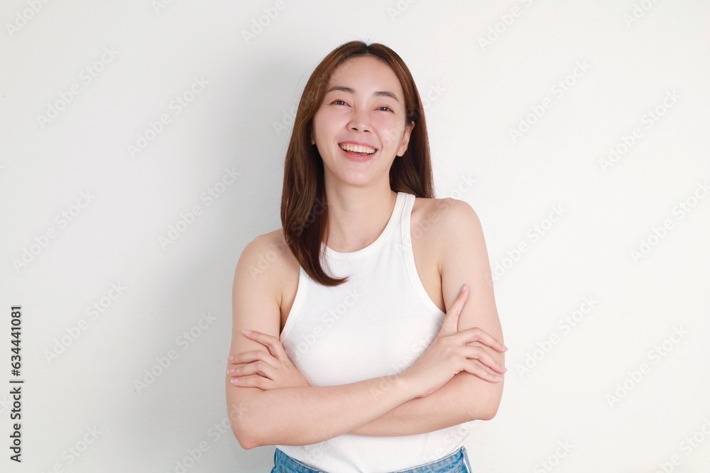 portrait of a beautiful Asian woman in natural beauty Makeup over isolated background portrait of a beautiful Asian woman in natural beauty Makeup over isolated background