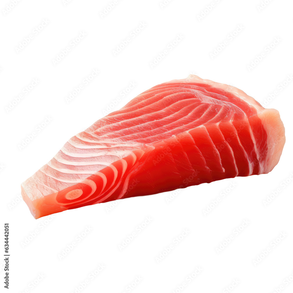 Freshly cut red tuna slice