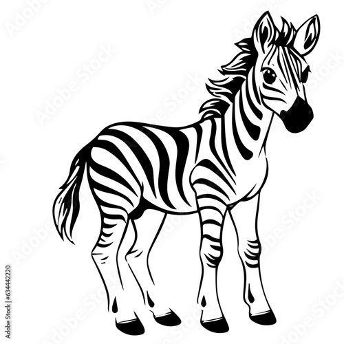 Hand drawn vector coloring page of cartoonish Zebra