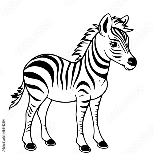 Hand drawn vector coloring page of cartoonish Zebra