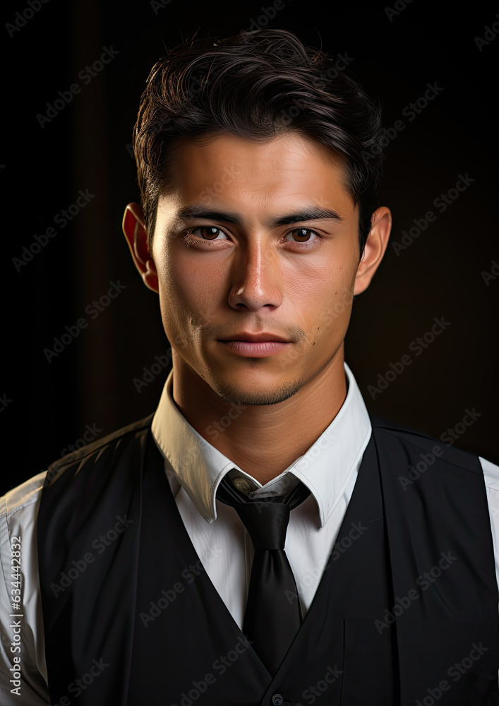 Asian Male Portrait Wearing a Black Suit-Handsome Man Against a Black Background Asian Male Portrait Wearing a Black Suit-Handsome Man Against a Black Background