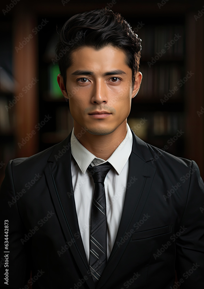 Asian Male Portrait Wearing a Black Suit Asian Male Portrait Wearing a Black Suit