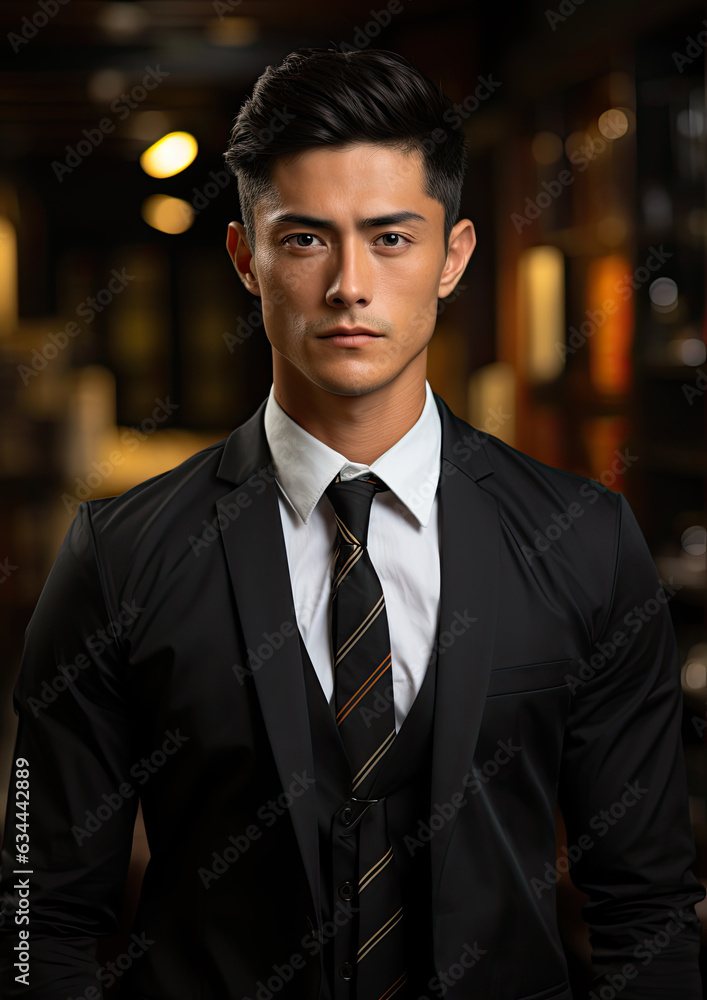 Asian Male Portrait Wearing a Black Suit Asian Male Portrait Wearing a Black Suit