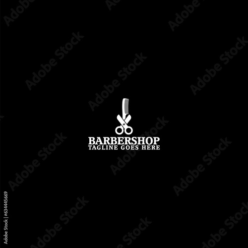 Barbershop logo Template icon isolated on dark background