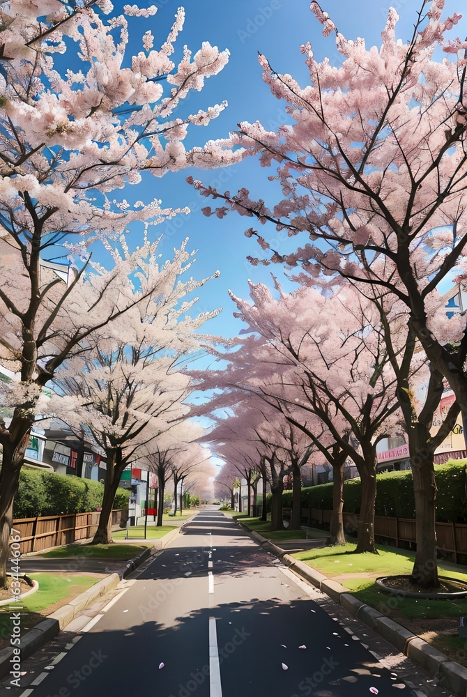 cherry blossom in japan street. cherry blossom in japan street.