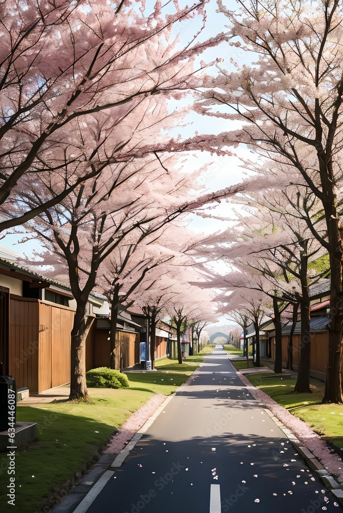 Fototapeta premium cherry blossom in japan street.