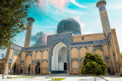 Gur-E Amir Mausoleum, the tomb of the Asian conqueror Tamerlane or Timur, in Samarkand, Uzbekistan photo