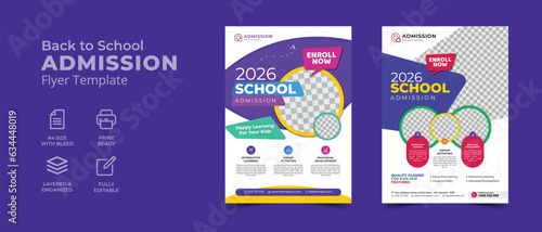modern back to school admission of 2 templates of a4 size flyer poster brochure leaflet template 