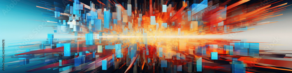 Naklejka premium Abstract futuristic pattern. Background with colored geometric shapes