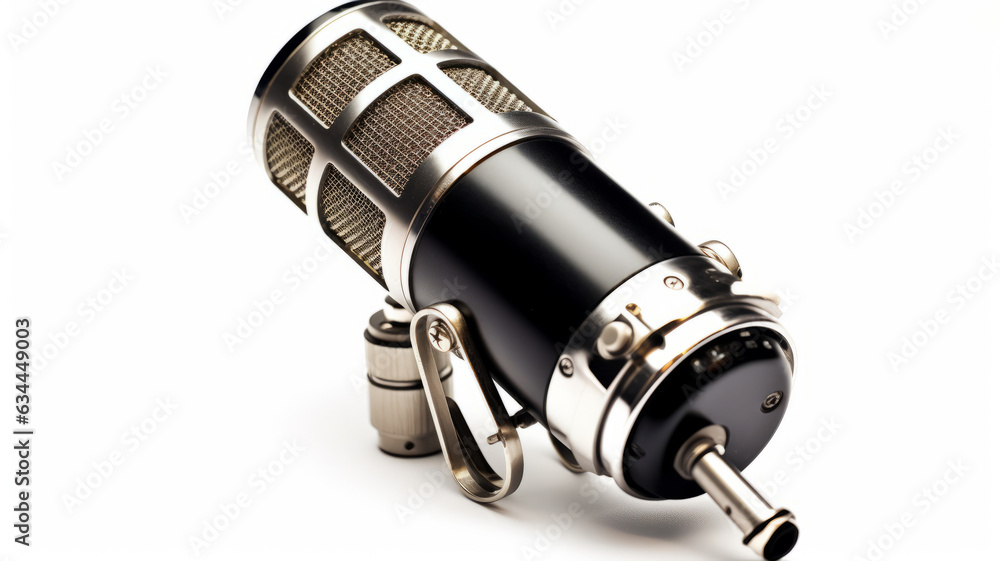 photograph of Studio condenser microphone on white background. photograph of Studio condenser microphone on white background.