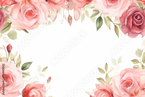 Watercolor rose frame  copy space