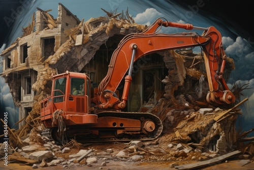 Excavator working on a construction site. Construction works