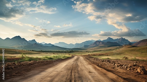 Natural landscape and dirt road photo