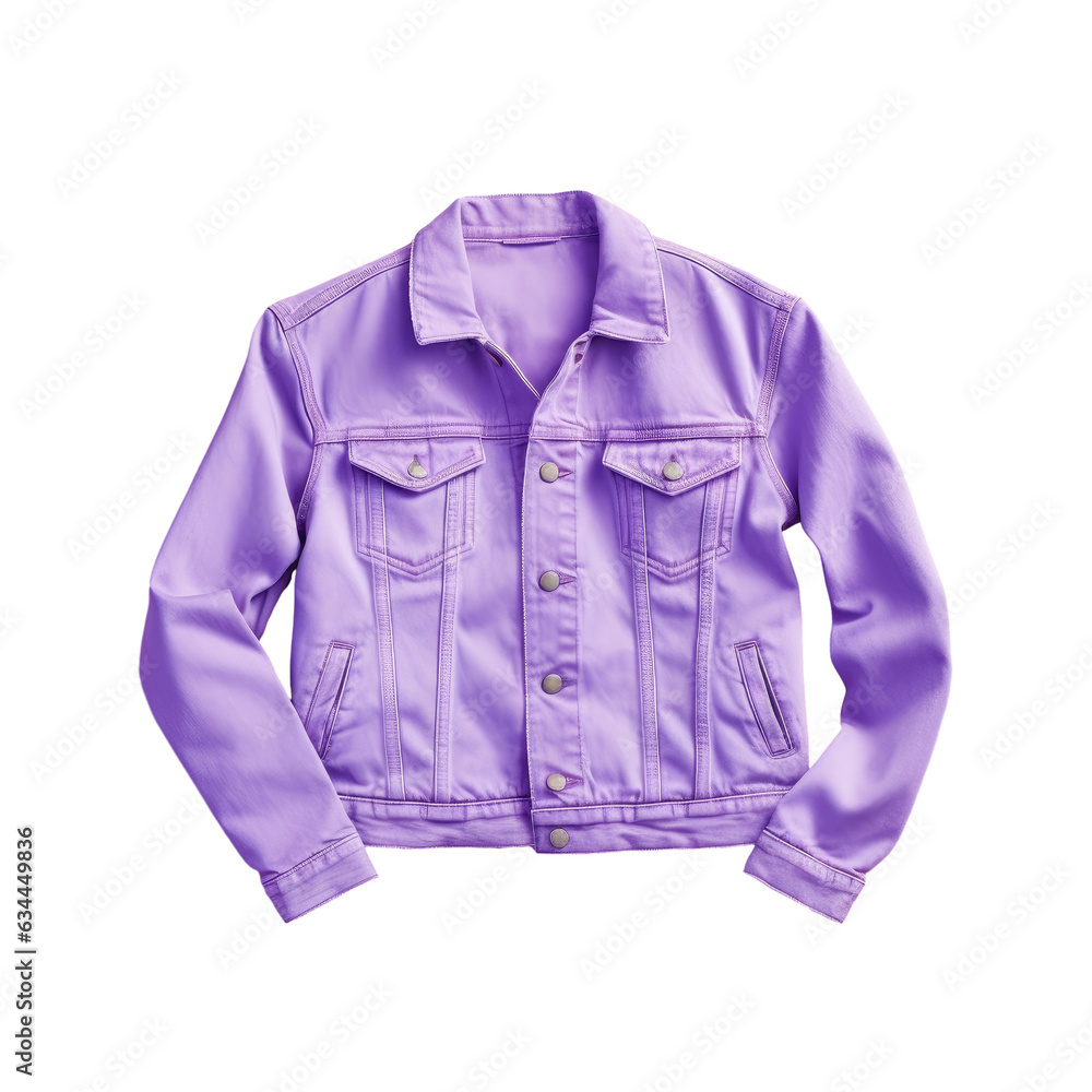 Fototapeta premium Purple jacket made of basic denim on a transparent background