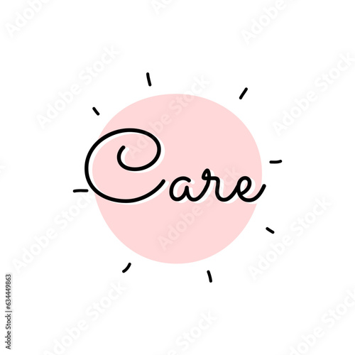 Care wellness self healing word typography label icon design vector