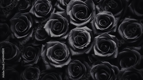Black Grey Roses Pattern Halloween Background Flowing Transition Animated Loop
