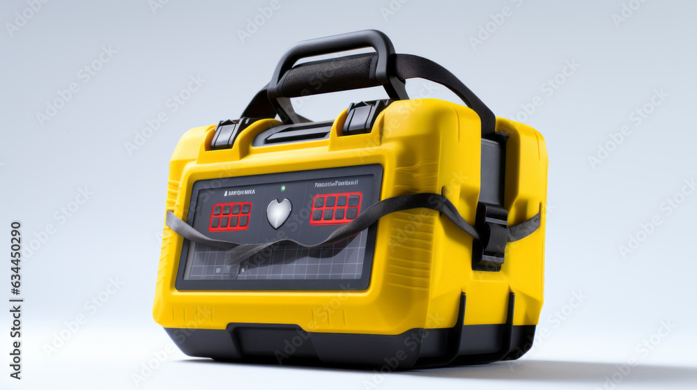 Portable defibrillator isolated on white background