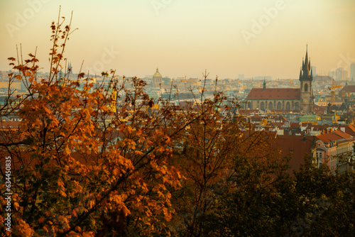 landscape with church of our lady before tyn in autumn in Prague