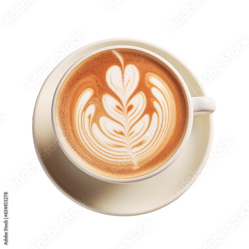 Leinwand Poster Delicious latte art coffee against transparent background
