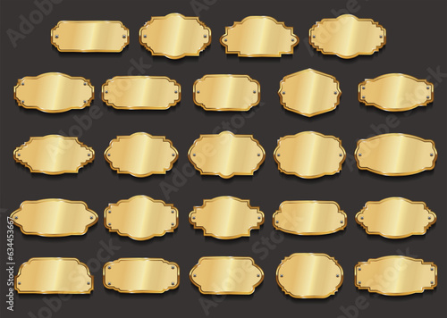 Gold blank frame and label collection vector