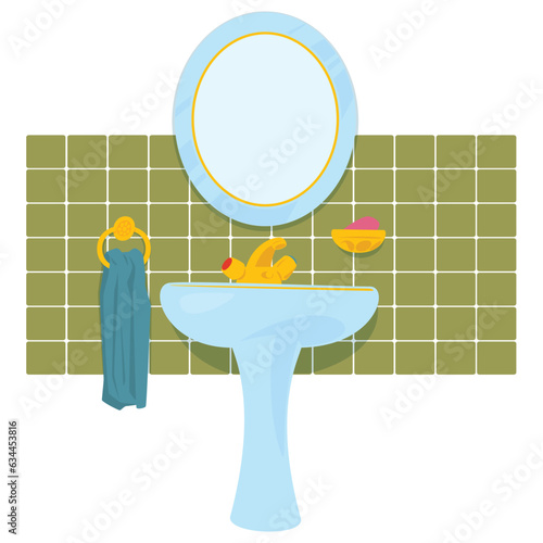WASHBASIN IN BATHROOM. Illustration for internet and mobile website.
