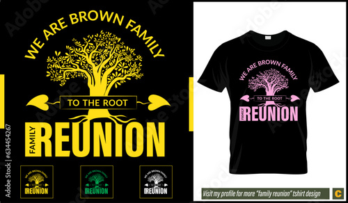 Brown Family Reunion Tshirt Design Vector With Trees, Free Download for tshirt printing.