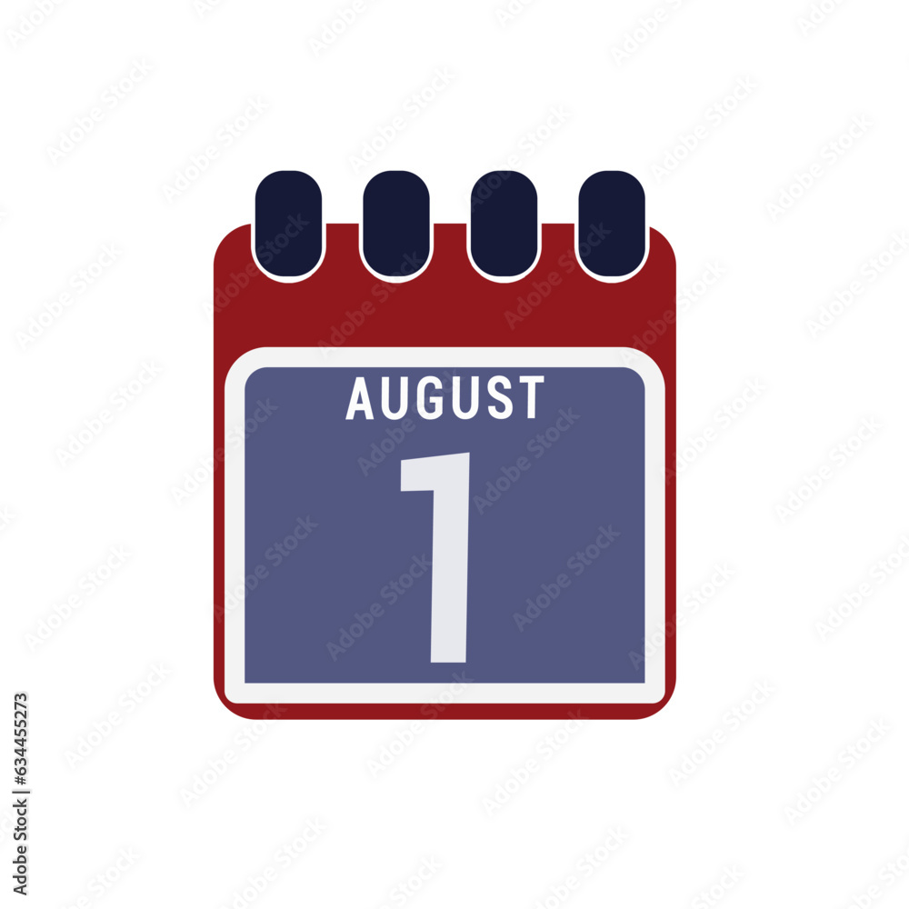 Calendar displaying page of the day 1 (first) of the August - Day 1 of the month. Illustration Calendar displaying page of the day 1 (first) of the August - Day 1 of the month. Illustration