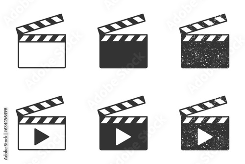 Fotografija Movie clapperboard icon set. Vector illustration.